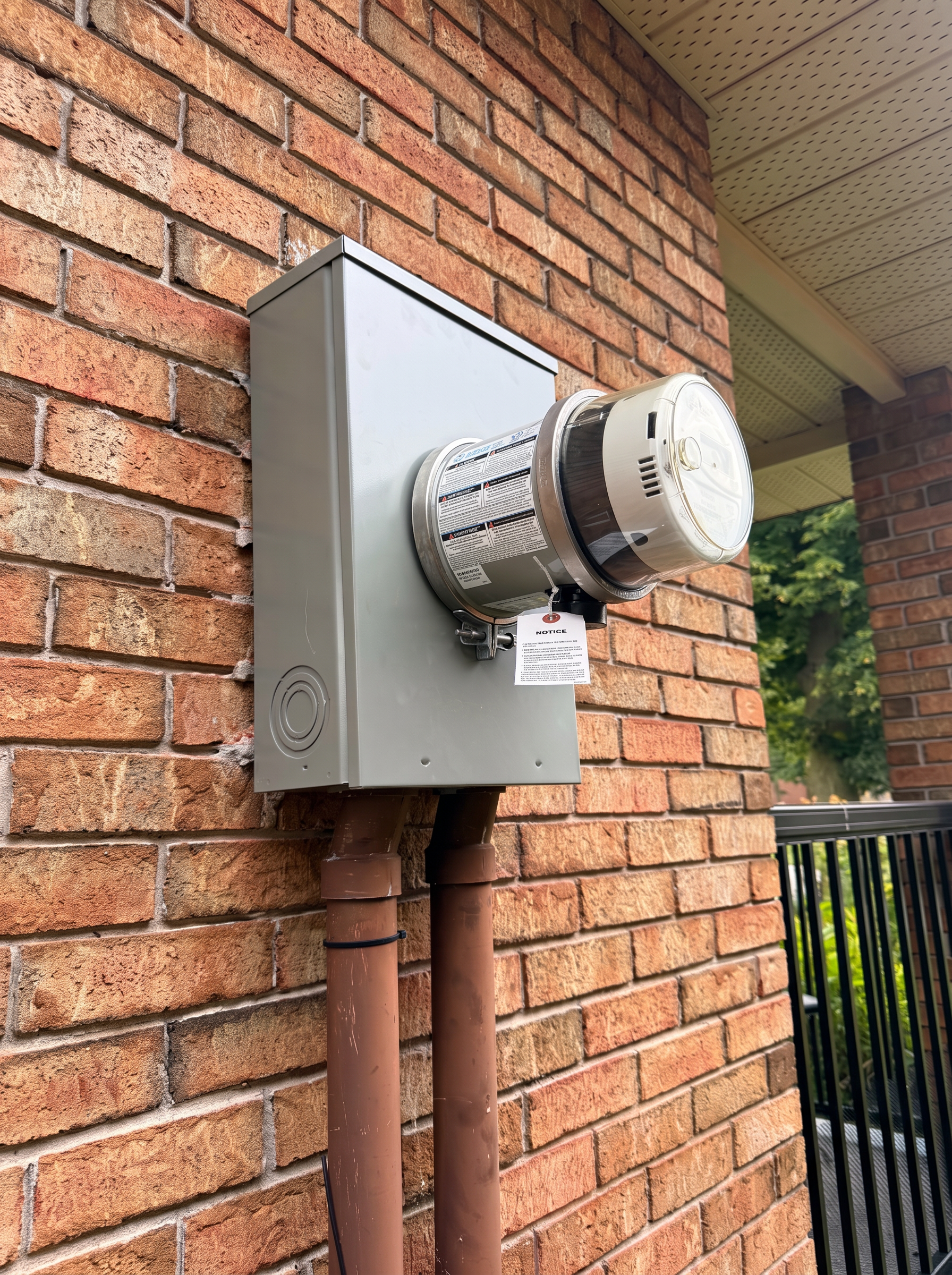 Generlink meter hookup installed on a brick home